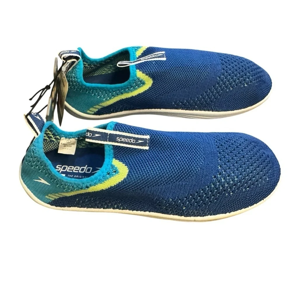 Speedo Kids Blue and Green Pull-on Water Shoes Surf Strider Junior Size L 4/5